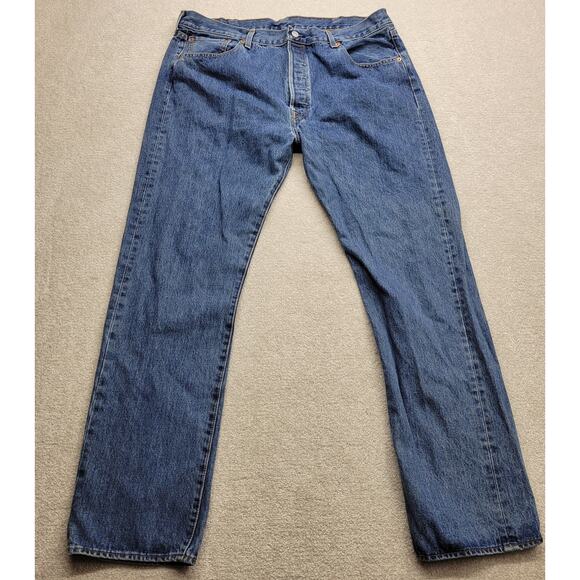 Levi’s 501 Original Fit Men’s 40x34 Blue Denim Button Fly Classic Jeans Preowned - Picture 1 of 9